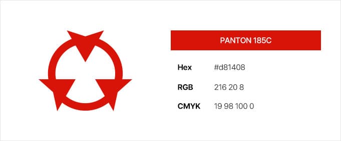 PANTON 185C / Hex #d81408 / RGB 216 20 8 / CMYK 19 98 100 0